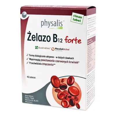 Żelazo + witamina b12 forte 45 tabletek - Physalis