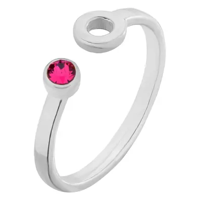 Srebrny pierścionek z karmą i kryształkiem Fuchsia SWAROVSKI® CRYSTAL