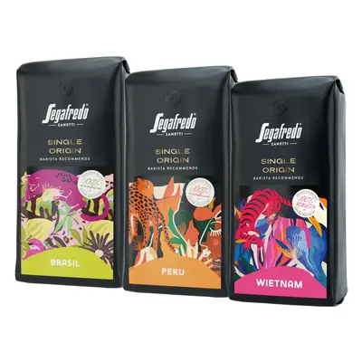 Zestaw 3 kawy ziarniste Single Origin Brasil + Peru + Wietnam