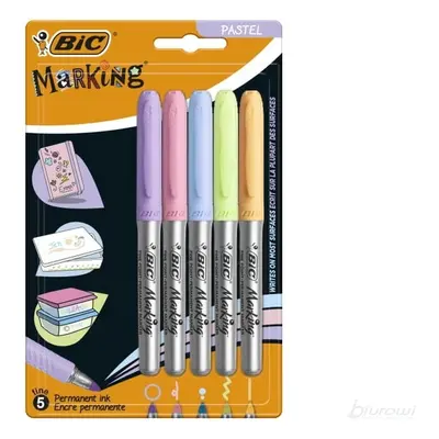 Markery permanentne pastelowe pastel Bic 5 sztuk