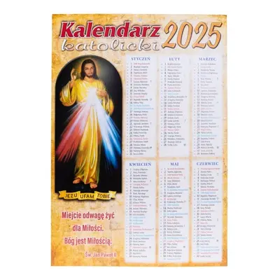 Kalendarz Katolicki Planszowy Jezu Ufam Tobie 2025