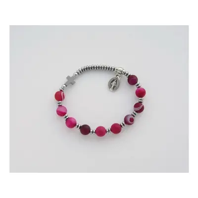 Różaniec Bransoletka Damska 10 Agat Fuksja
