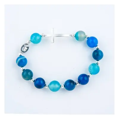 Różaniec Bransoletka Agat Niebieski