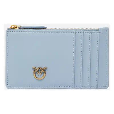 Pinko, Etui na karty z wzorem chevron na zamek, Light blue-antique gold, U