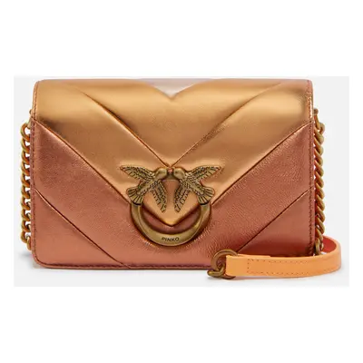 Pinko, Mini torebka na pasku pikowana cieniowana metaliczna Love Bag Click, Dyniowy wielokol.-st