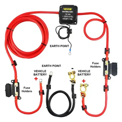 VEVOR Separator Akumulatorów Podwójny Przekaźnik Odłączania Akumulatora Zestaw Dzielonego Ładowa