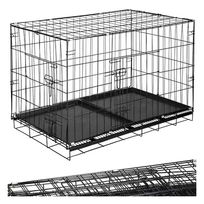 Klatka kennelowa dla zwierząt metalowy kojec dla psa kota 100 x 70 x 60 cm L czarny