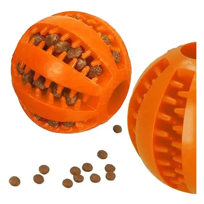 Piłka na przysmaki i do czyszczenia zębów dla psów, gryzak, zabawka, pomarańczowa