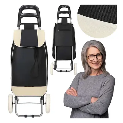 Wózek transporowy na zakupy 30 l torba zakupowa dla seniora na kółkach kremowo-szara