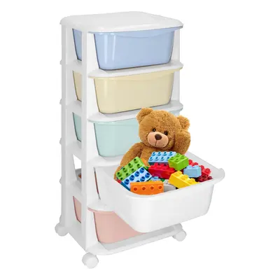 Regał łazienkowy z 5 szufladami szafka na kółkach na zabawki mobilna pastelowa