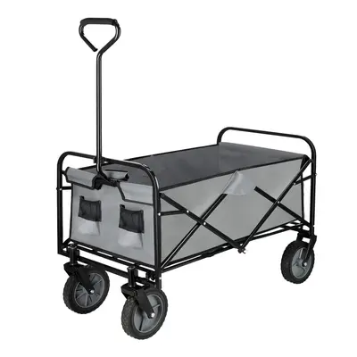 Wózek transportowy ogrodowy składany 80 kg szaro-czarny
