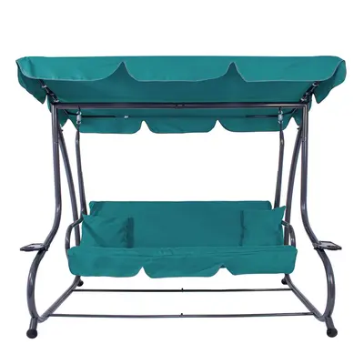Huśtawka ogrodowa z daszkiem 3-osobowa turkusowa