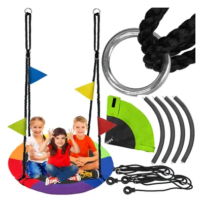 Bocianie gniazdo huśtawka ogrodowa dla dzieci 110 cm średnicy wielokolorowa