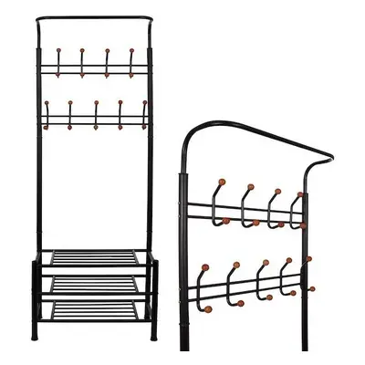 Wieszak na ubrania z regałem na buty 187cm stojak czarny