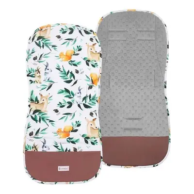 Wkładka do wózka spacerowego 37x78 cm dwustronna, mata do wózka spacerowego, zwierzątka/liście