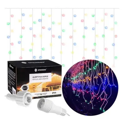 Kurtyna świetlna 1000 led girlanda, lampki wewnętrzno-zewnętrzne sople multikolor