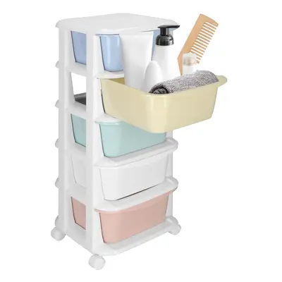 Regał mobilny z 5 szufladami szafka na kółkach na zabawki pastelowa