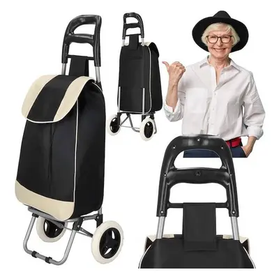 Wózek na zakupy, walizka zakupowa dla seniora 30 l torba na kółkach kremowo-szara