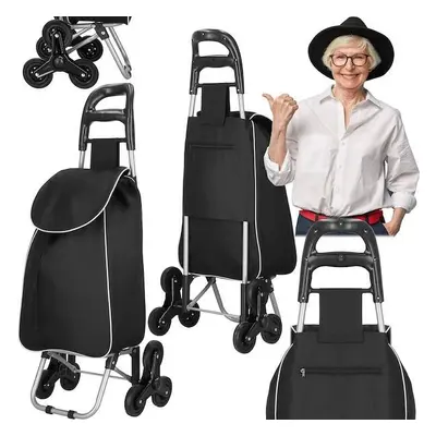 Wózek na zakupy, walizka zakupowa dla seniora 30 l torba na 6 kółkach, schodowa szaro-czarny