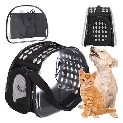 Transporter dla kota, psa, torba podróżna dla zwierząt domowych 42x26x32 cm czarny / transparent
