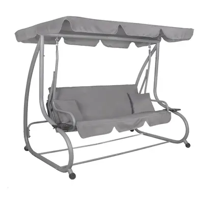 Huśtawka ogrodowa 3-osobowa z daszkiem VENEZIA szara z poduszkami