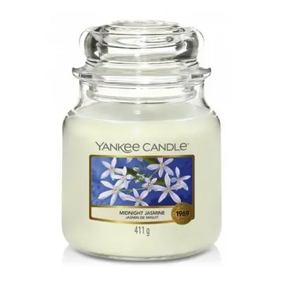 YANKEE CANDLE - Średnia świeca zapachowa w słoiku -  Midnight Jasmine ∅ 11 x 13 cm jasnokremowy