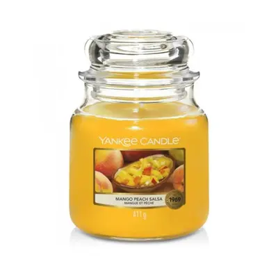 YANKEE CANDLE - Średnia świeca zapachowa w słoiku - Mango   Peach Salsa ∅ 11 x 13 cm ceglasty