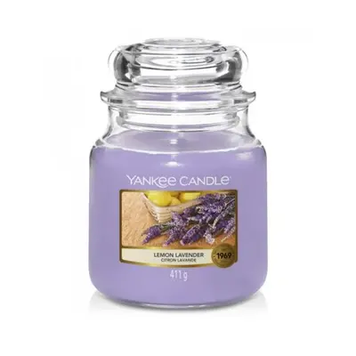 YANKEE CANDLE - Średnia świeca zapachowa w słoiku - Lemon Lavender ∅ 11 x 13 cm różowy