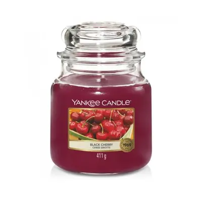 YANKEE CANDLE - Średnia świeca zapachowa w słoiku -Black cherry ∅ 11 x 13 cm czerwony