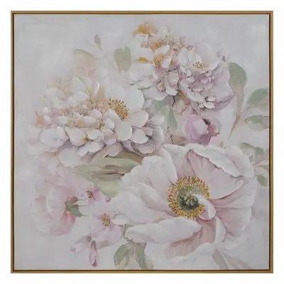 Obraz FLORA ręcznie malowany na płótnie 80 x 80 cm beżowy,różowy