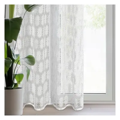 Firana gotowa ROZI w stylu boho 140 x 250 cm biały przelotki/koła