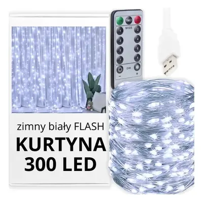 KURTYNA ŚWIETLNA 3x2,5m 300LED USB FLASH