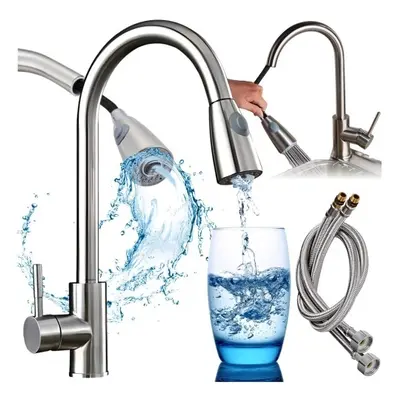 Bateria kuchenna wyciągana wylewka stojąca inox elastyczna ruchoma srebrna