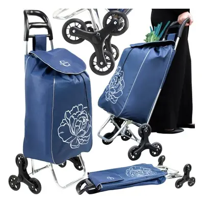 Wózek na zakupy na kółkach schodowy niebieski