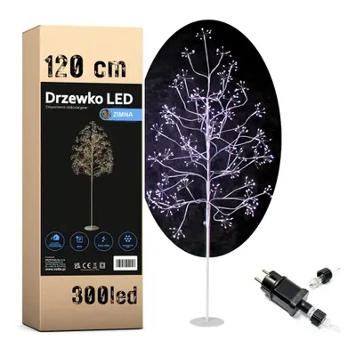 Drzewko 300 LED 120 cm zimny biały