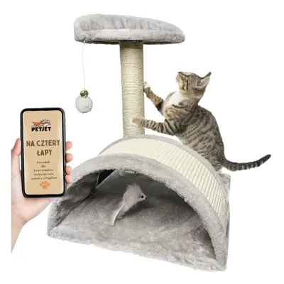 Duży drapak dla kota z tunelem, platformą i zabawkami