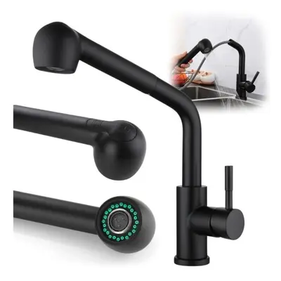 Bateria kuchenna zlewozmywakowa wyciągana wylewka perlator 360 czarna 35 cm