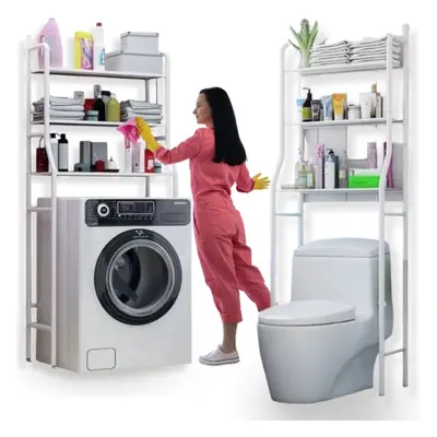 Półka nad toaletę pralkę stojak do łazienki - biały