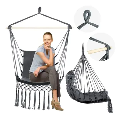 Krzesło brazylijskie ogrodowe huśtawka boho - szara