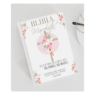 Biblia dla dziewczynki z imieniem KWIATY - prezent na chrzest