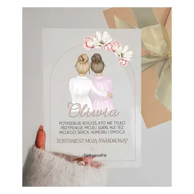 Prezent dla świadkowej z prośbą - kartka świadkowa i panna młoda
