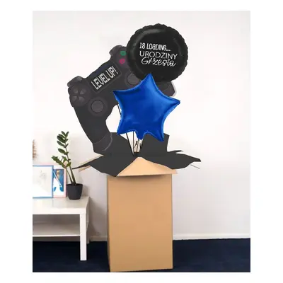 Prezent dla gracza na urodziny - balon z helem PAD + gwiazdki z helem