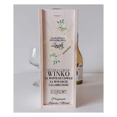 Elegancka skrzynka na wino prezent na ślub dla świadkowej