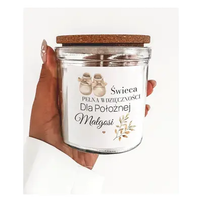 Świeca pełna wdzięczności dla położnej na prezent