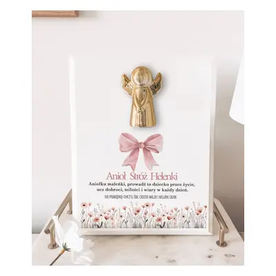 Dekoracyjny Obrazek z Ceramicznym Aniołem – Prezent dla Dziewczynki