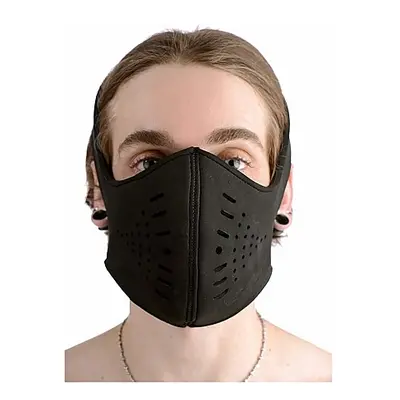 Neoprenowa maska erotyczna kaganiec BDSM - Neoprene Snap On Face Mask - czarna AD635