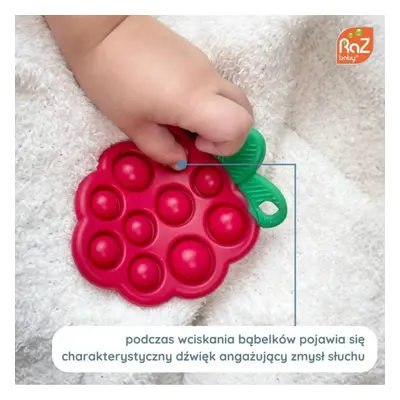 Pop it gryzak silikonowy Soczysta Malina – zabawka sensoryczna dla niemowląt RaZbaby