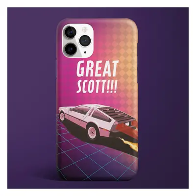 Case na telefon z samochodem Delorean i hasłem "Great Scott"