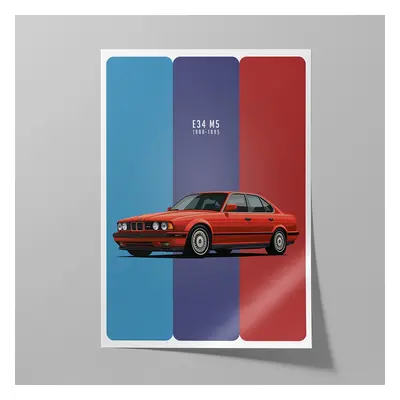 Plakat motoryzacyjny dla pasjonaty BMW E34 M5