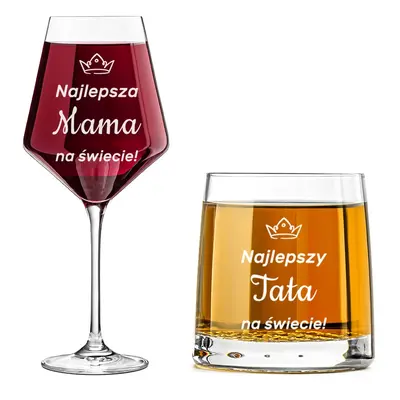 Zestaw prezent dla Rodziców na Święta Rocznicę Ślub - kieliszek + szklanka